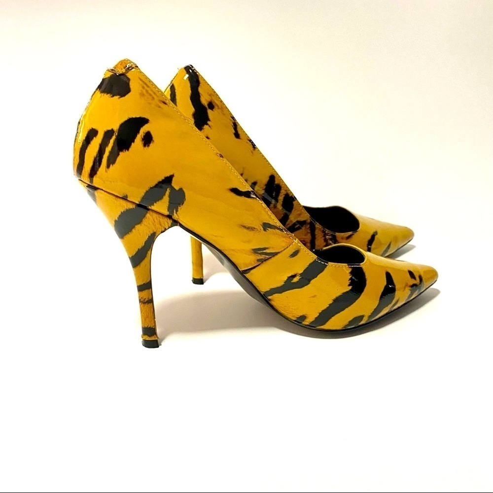 Modern Vice Pointed Toe Heel Leather Shoes 10M Summer Animal Print Mob Wife - Picture 2 of 14